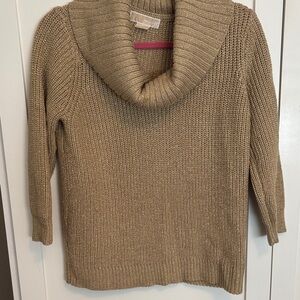 MICHAEL Michael Kors Cowl Neck Sweater in Metallic Gold